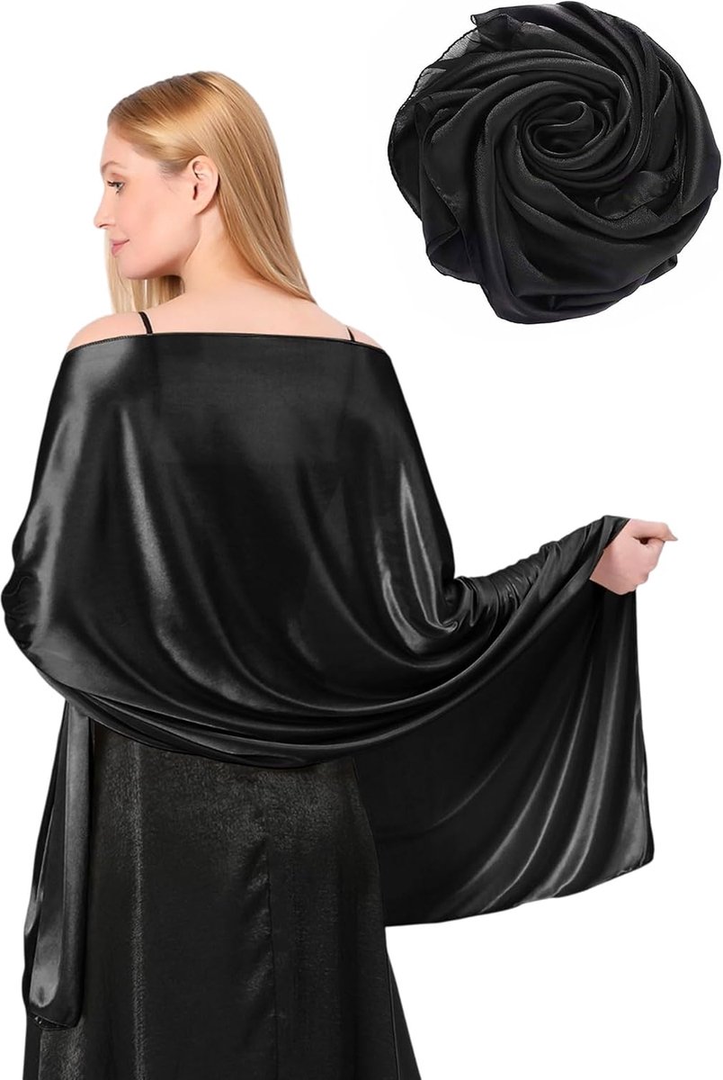 Sjaal van zijde, satijn, voor dames, elegant, bruiloft, feest, accessoires, chiffon, voor formele evenementen, avondjurken, luxe zijden sjaal, zacht en licht, huwelijkscadeau