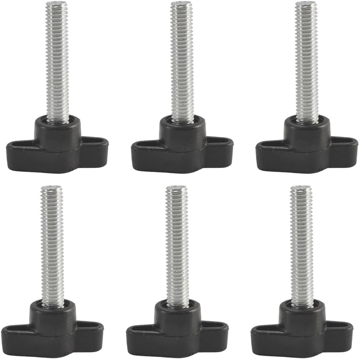 6PCS T-wing schroeven met handgrepen Duimschroeven, M8 x 40mm Zwart