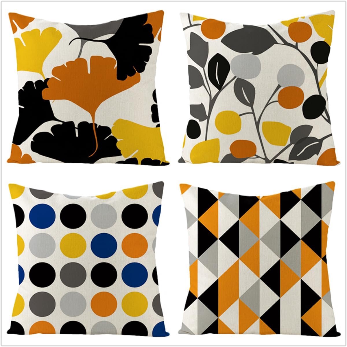 40 x 40 cm, kleurrijke geometrische planten tuinkussens 40 x 40 cm, zachte kussenhoes voor buiten linnen met onzichtbare rits voor sofa stoel woonkamer, pak van 4