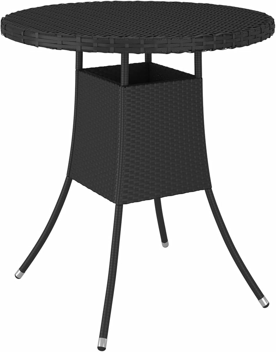 Tuintafel, terrastafel, balkontafel, tuinmeubelen, eettafel, polyrotan, zwart, 70 x 70 x 73 cm