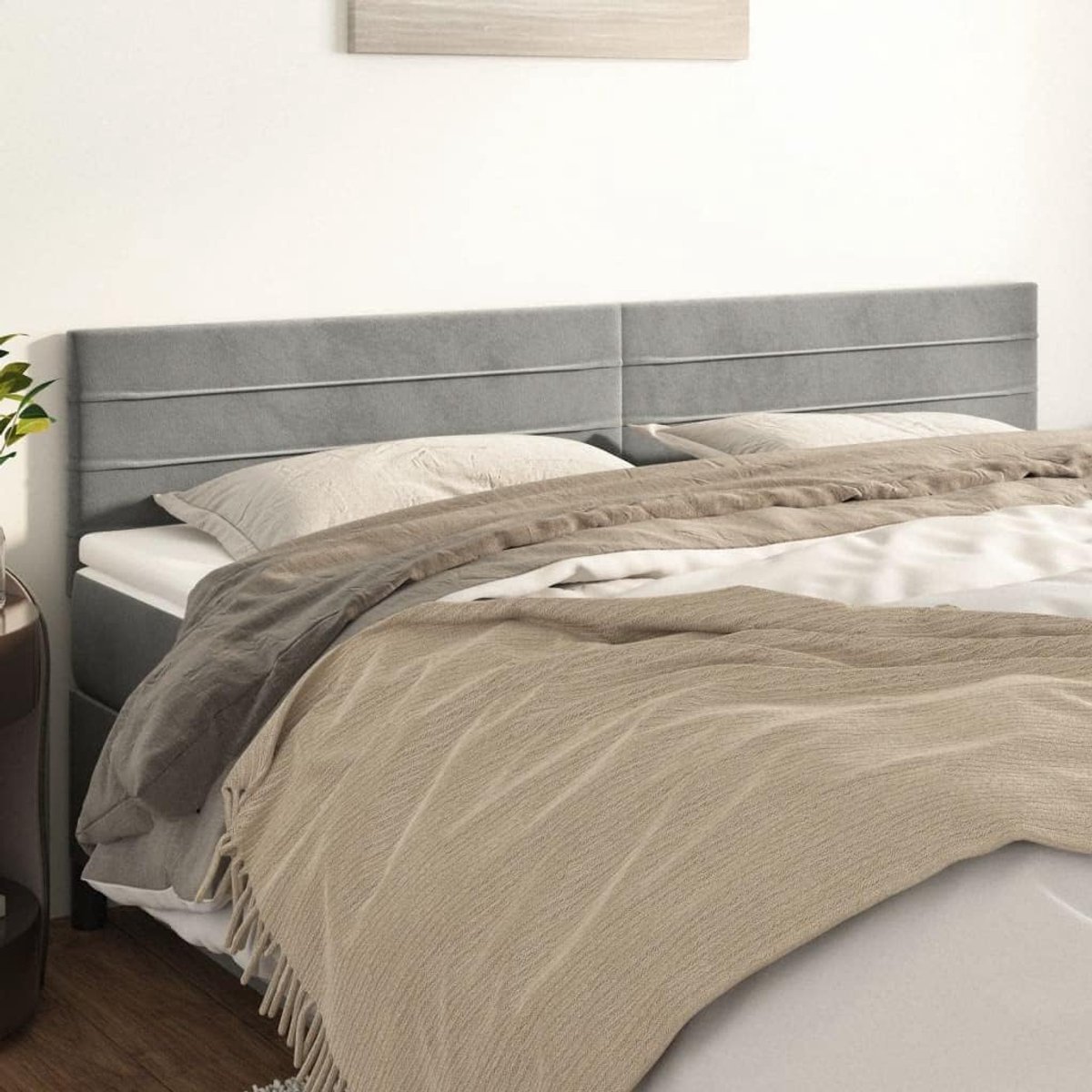 Hoofdeinde 2 STK. Lichtgrijs 90x5x78/88 cm Fluwelen Hoofdeinde Slaapkamer Hoofdeinde Slaapkamer Meubels voor Slaapkamer, Hotels