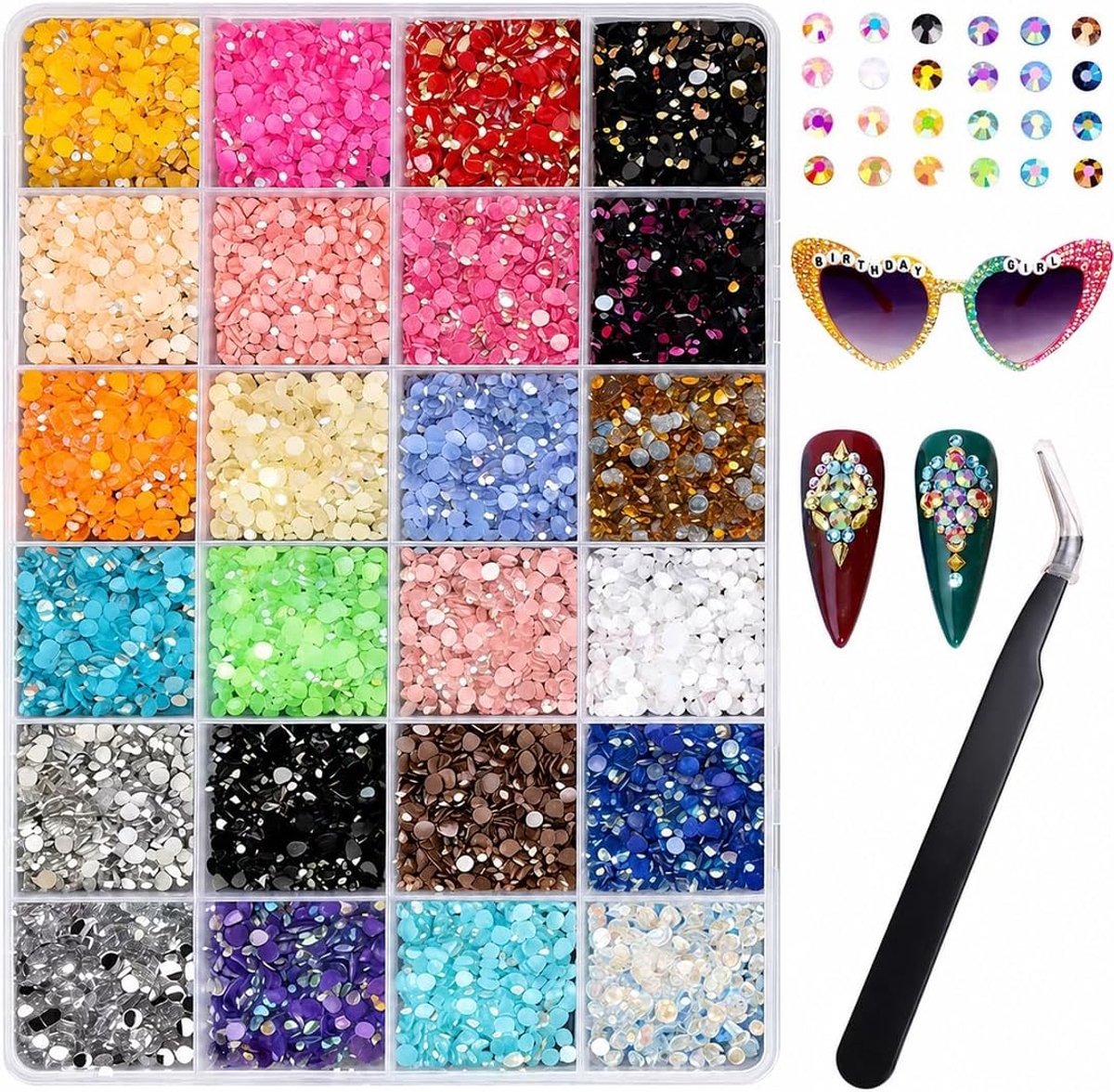 Strass-Set voor Nagels - Bedazzling Kit met 1 Pincet en Zelfklevende Strass - Gekleurde Kristallen voor Nagelkunst en DIY