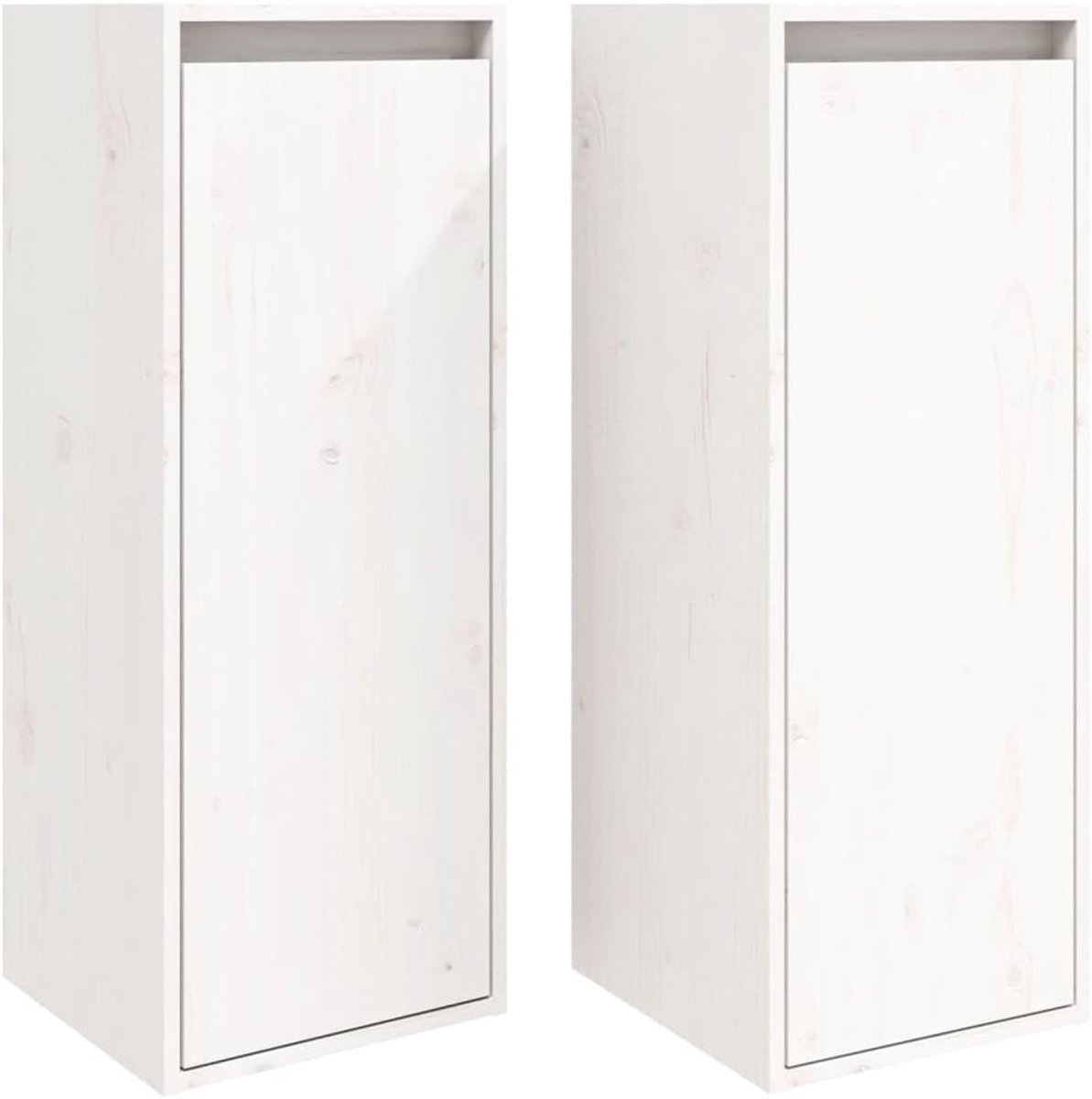 Wandrek voor badkamer, keukenrek, wandplanken, wandkasten, 2 stuks, wit, 30 x 30 x 80 cm, massief hout, grenen, voor keuken, balkon, slaapkamer, badkamer