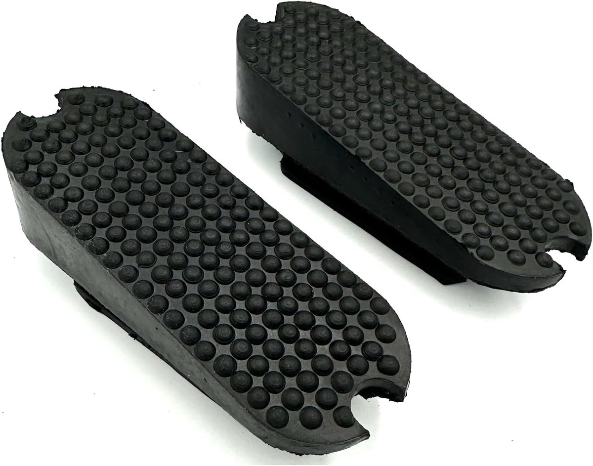 Stijgbeugelinlegzolen, rubber, schuin voor standaard en Fillis stijgbeugels, schuin gevormde rubberen inzetstukken met noppenprofiel voor stabielere beenhouding, paar (11 cm)