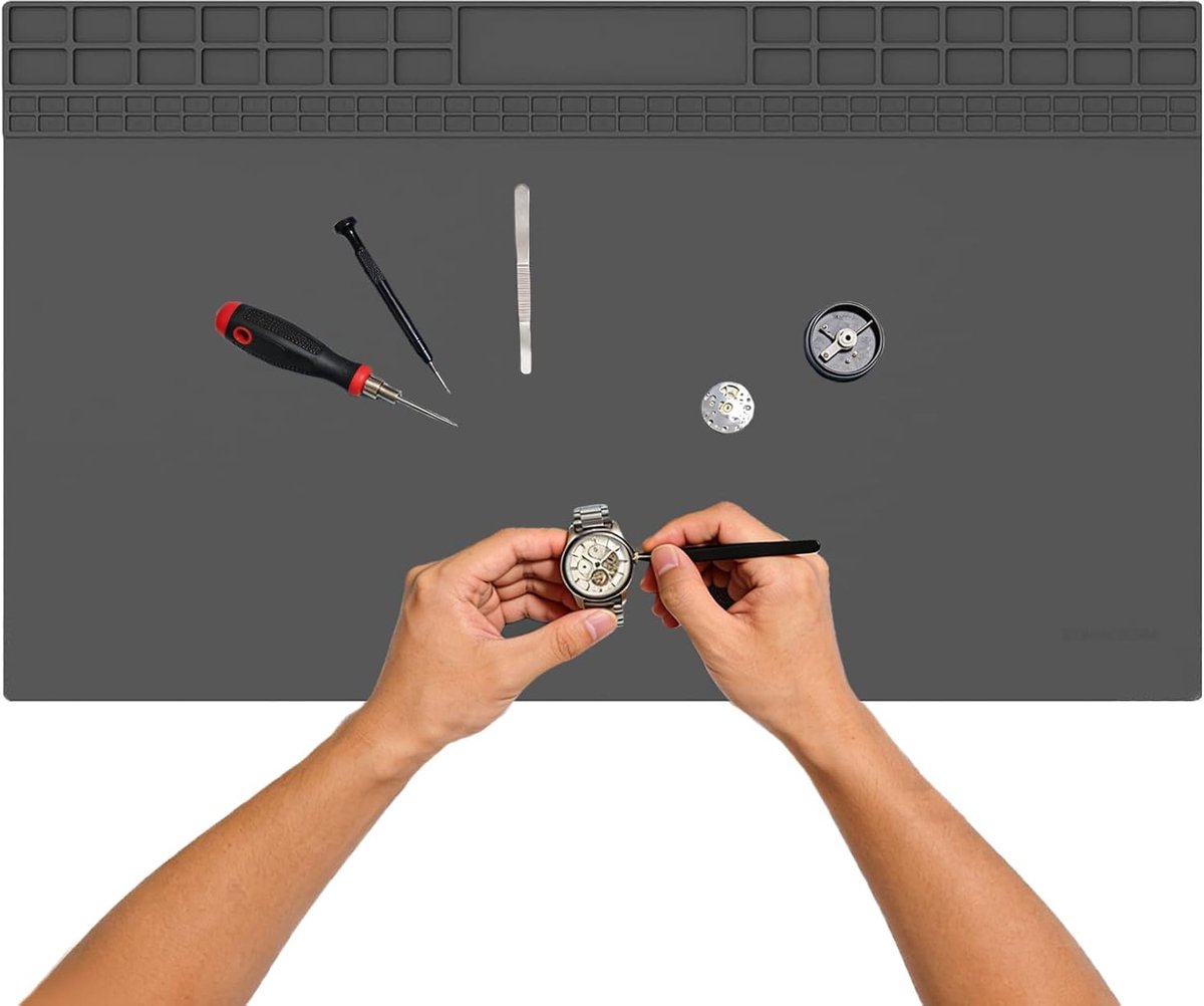 Lötmatte van siliconen, 60 x 35 cm, reparatiemat voor elektronica, siliconen soldeermat, reparatiemat voor computers, siliconen mat voor soldeerwerk, reparatie van mobiele telefoons, computers en