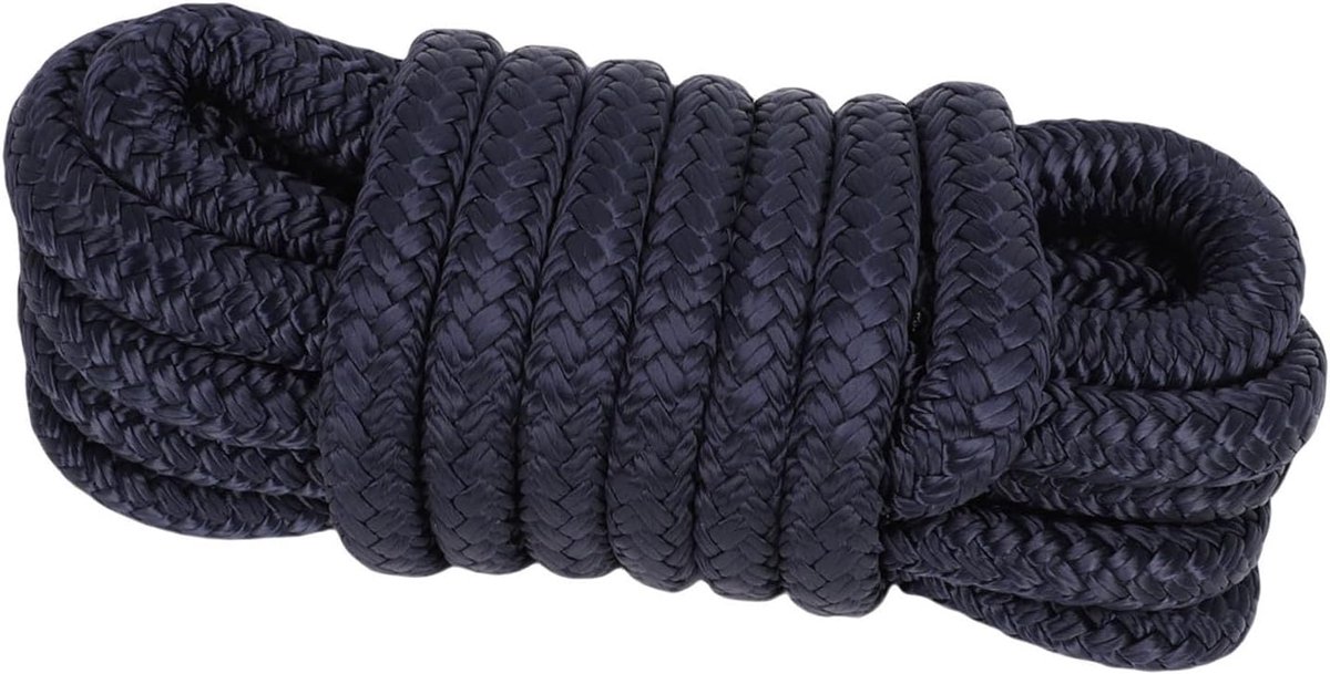 Docklijn, Dubbel Gevlochten Nylon 3/8 Inch X 15ft Maritieme Kwaliteit Bootdokkabel met 12 Inch Oogje, voor Boten Tot 35 Ft in Meren, Rivieren, Jachthavens (Blauw)