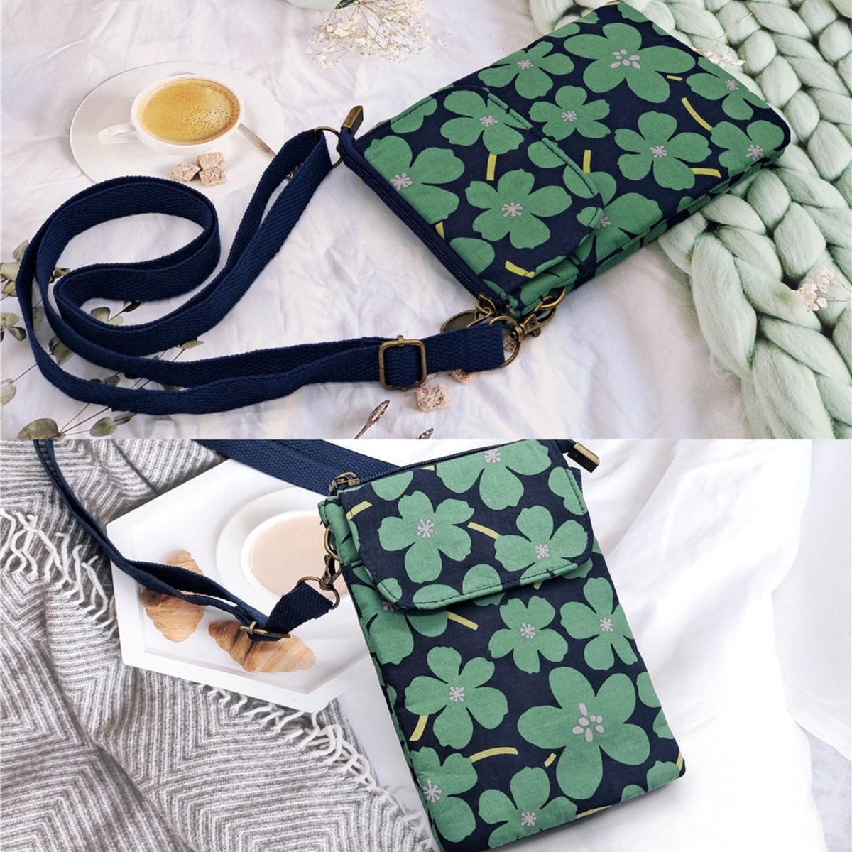 tas voor mobiele telefoon voor dames, draagtas, schouderriem, canvas, tas voor mobiele telefoon, dames, voor reizen, winkelen, dagelijks gebruik