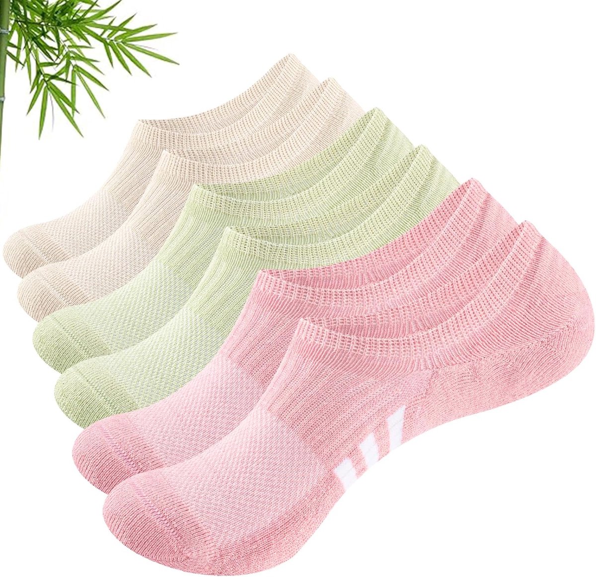 Sokken van Bamboevezel, Maat 35-38/39-42, Anti-Slip Hiel, Zweetabsorberend, Lage en Gevoerde Sportsokken, Geschikt als Cadeau voor Dames en Heren