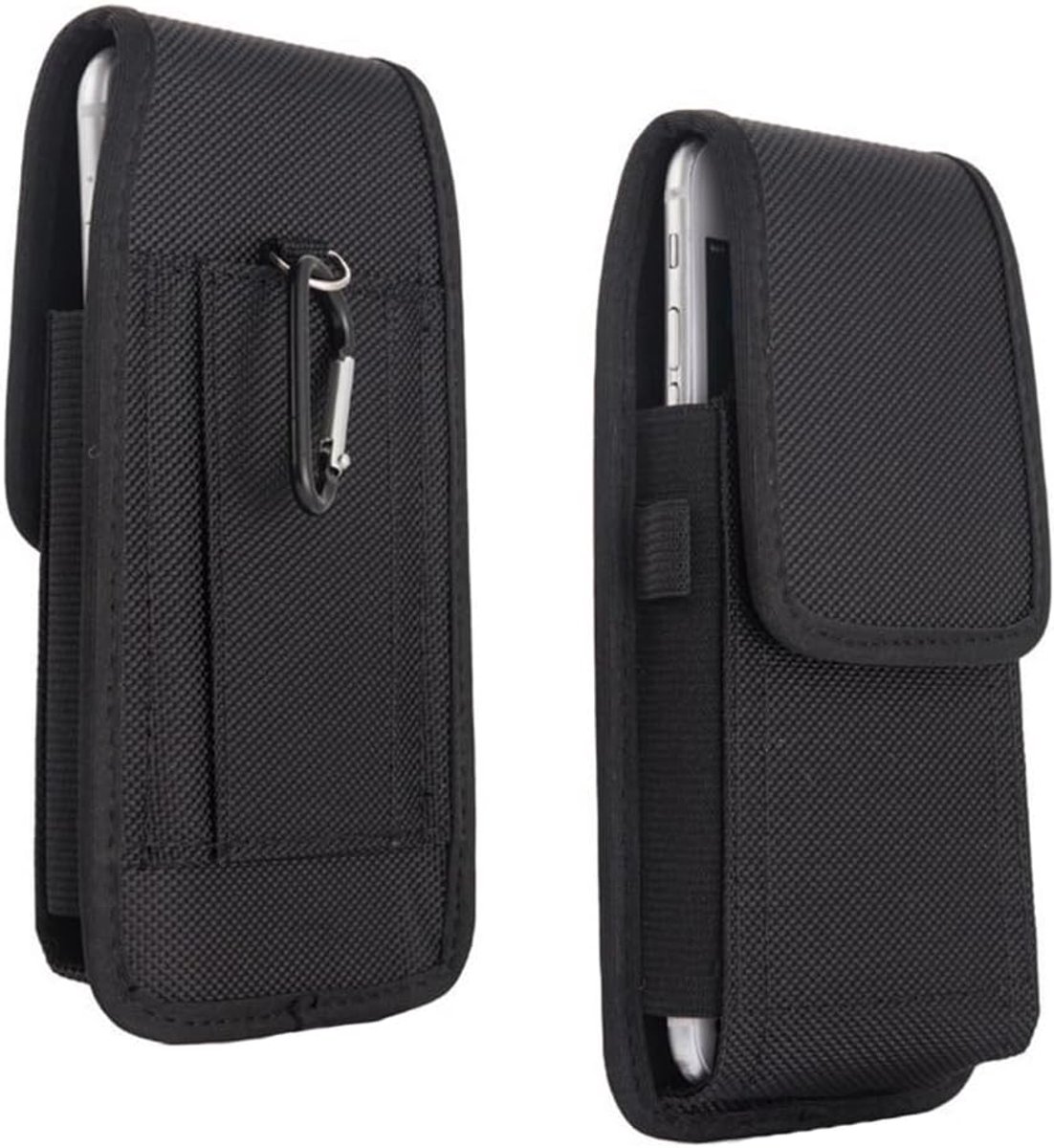 Heuptas voor mobiele telefoons, universele telefoonhouder, premium heuptas voor iPhone 17, 16, 15, 14, 13, 12 Pro Max, 7, 8 Plus (L) - zwart wandelen, reizen, bergbeklimmen