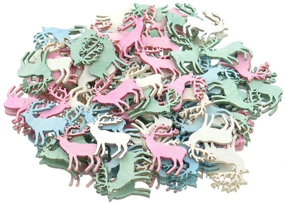 Scheulen Kerst Strooifiguren Herten in 4 Pastelkleuren 4,3 cm - Hout
