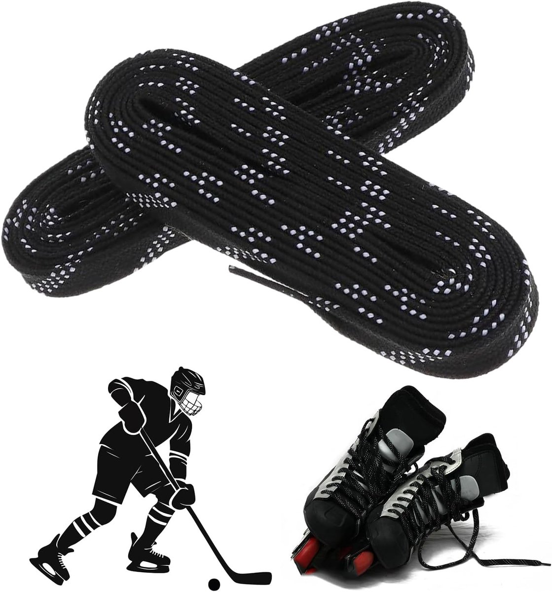 hockeyveters, professionele veters, gewaxt, vorst- en breukbestendig, robuust weefsel, voor hockey, ijsschoenen, skiën, 96 inch