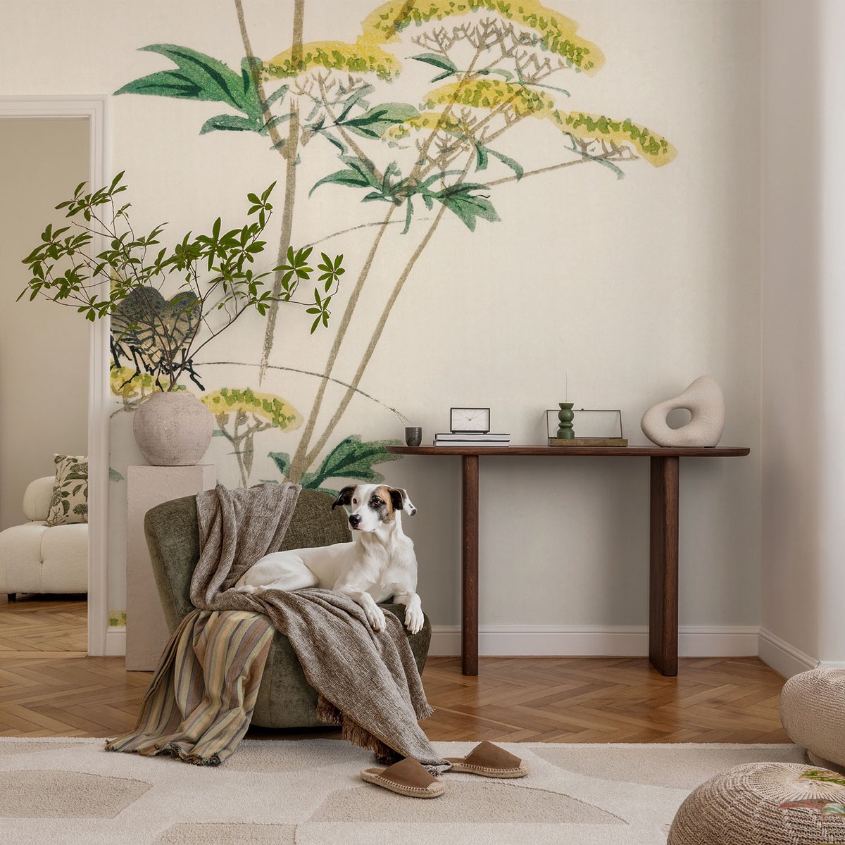 Coloray Vliesbehang - Wit Snellijm Behang - 104x70 cm - Bloemen Natuur Fotobehang Vlies - Hal behang Bloemen En Planten - Muurschildering - Hal behang