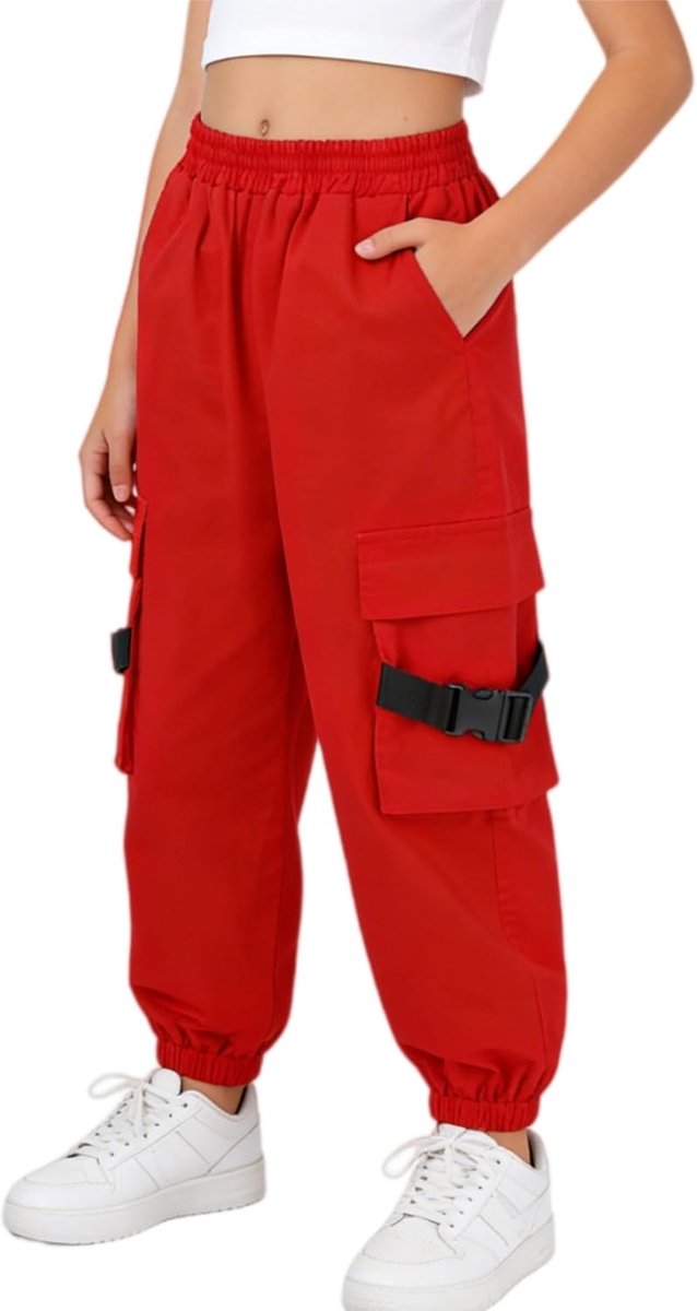 Hiphopbroek voor meisjes, cargobroek met stretch voor jongens, joggers, streetwear en dans