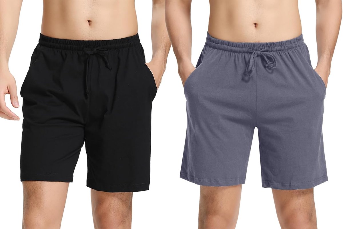 pyjama shorts katoen korte broek heren pyjama broek bermuda casual korte zomerbroek effen met trekkoord en zakken comfortabel en ademend