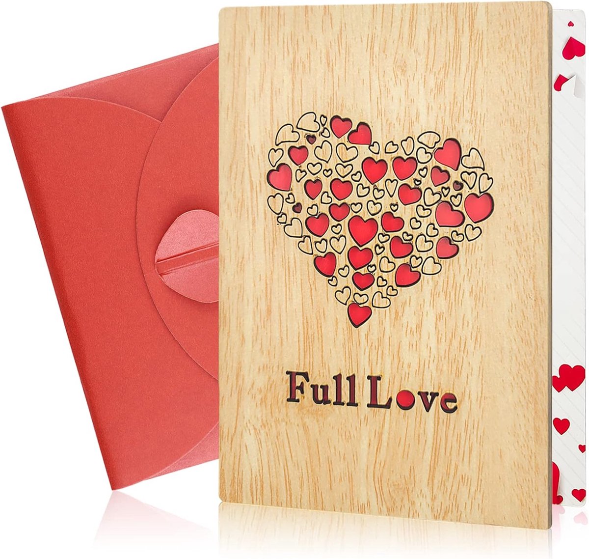 kaart beschrijfbaar, handgemaakte wenskaarten, kaart van bamboe, verjaardagskaarten met envelop, creatieve cadeaubonnen, voor trouwdag, Valentijnsdag, jubileum (liefde)