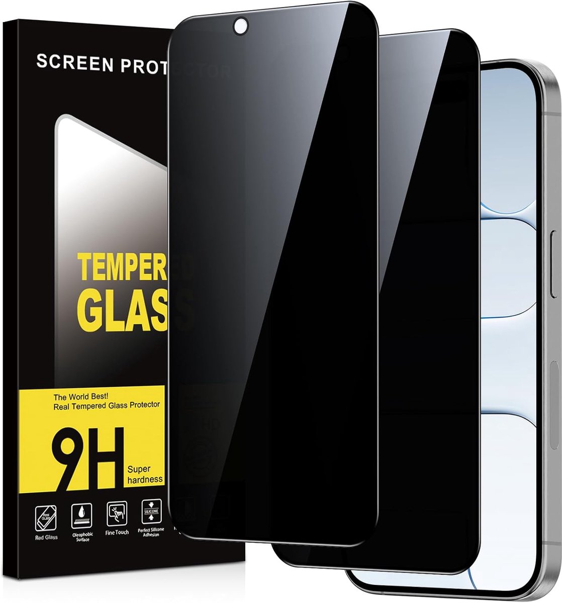 Inkijkbescherming voor iPhone 17 Air, 2 stuks, anti-spionage-hardheid, krasbestendig, zonder luchtbellen, privacy screen protector