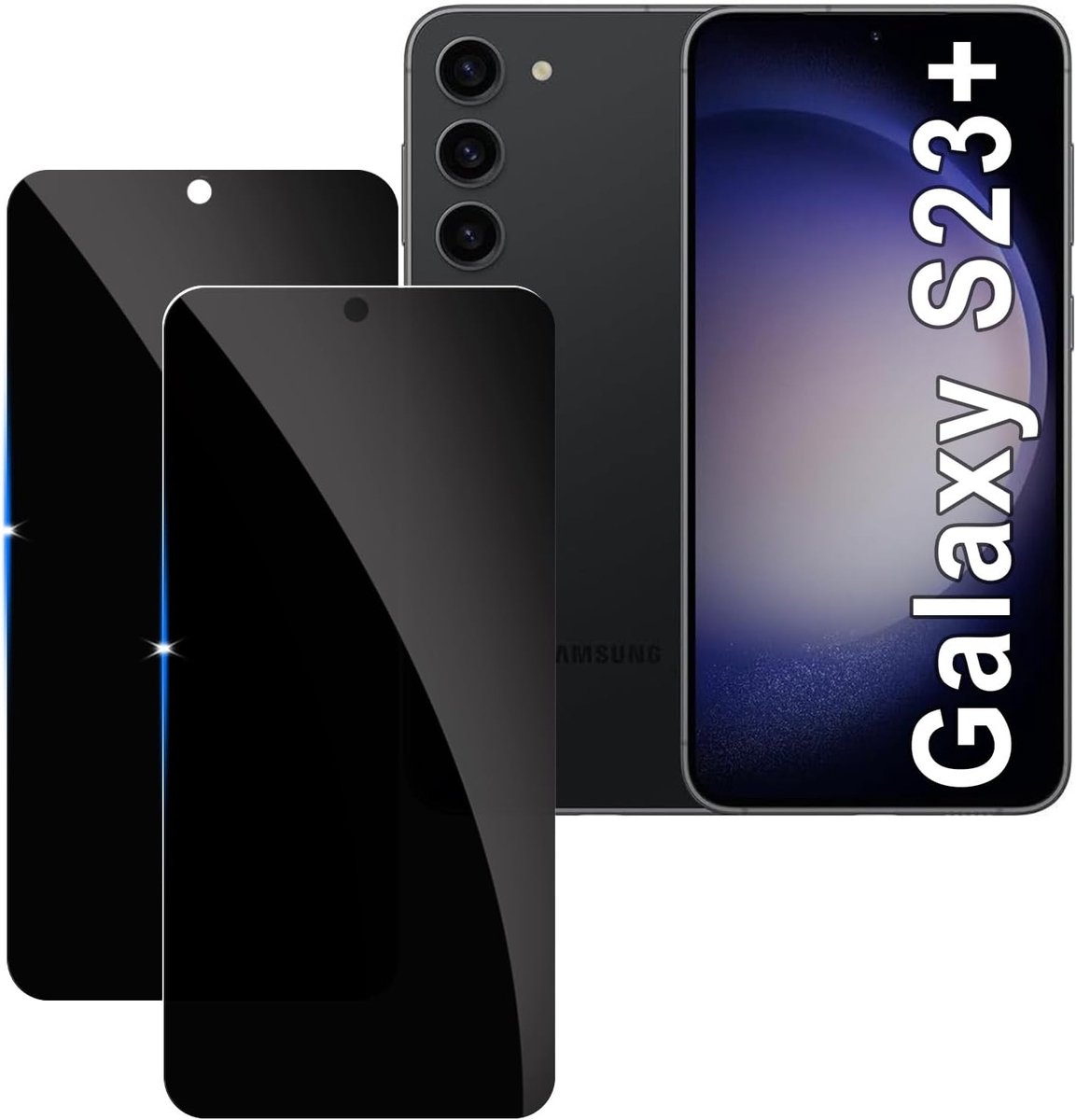 【2 stuks】privacy schermbeschermer voor Samsung Galaxy S23 Plus,Anti-Spy aangemaakte glas Screen Protector,9H hardheid,Gemakkelijk te Installeren,Anti-kras,Geen Luchtbellen