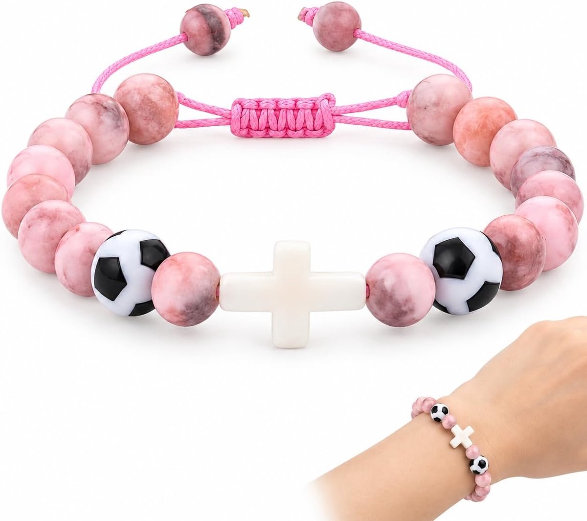 Accessoire Set met armband, inspirerende kaart en roze opbergdoos voor voetbal liefhebbers