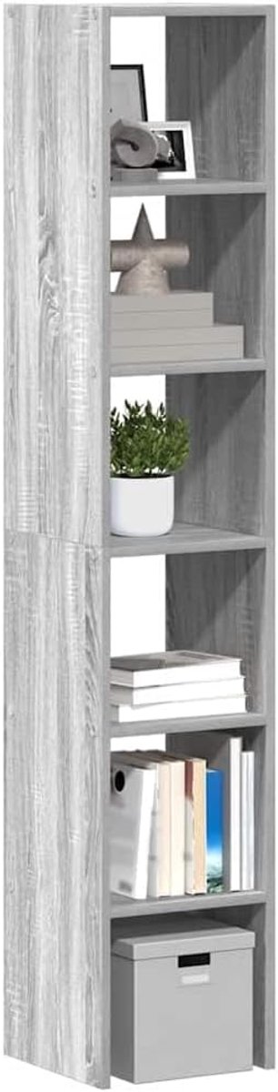 Set van 2 boekenplanken, grijs Sonoma, 30 x 30 x 80 cm, stapelbaar staand rek voor woonkamer, kantoor en badkamer