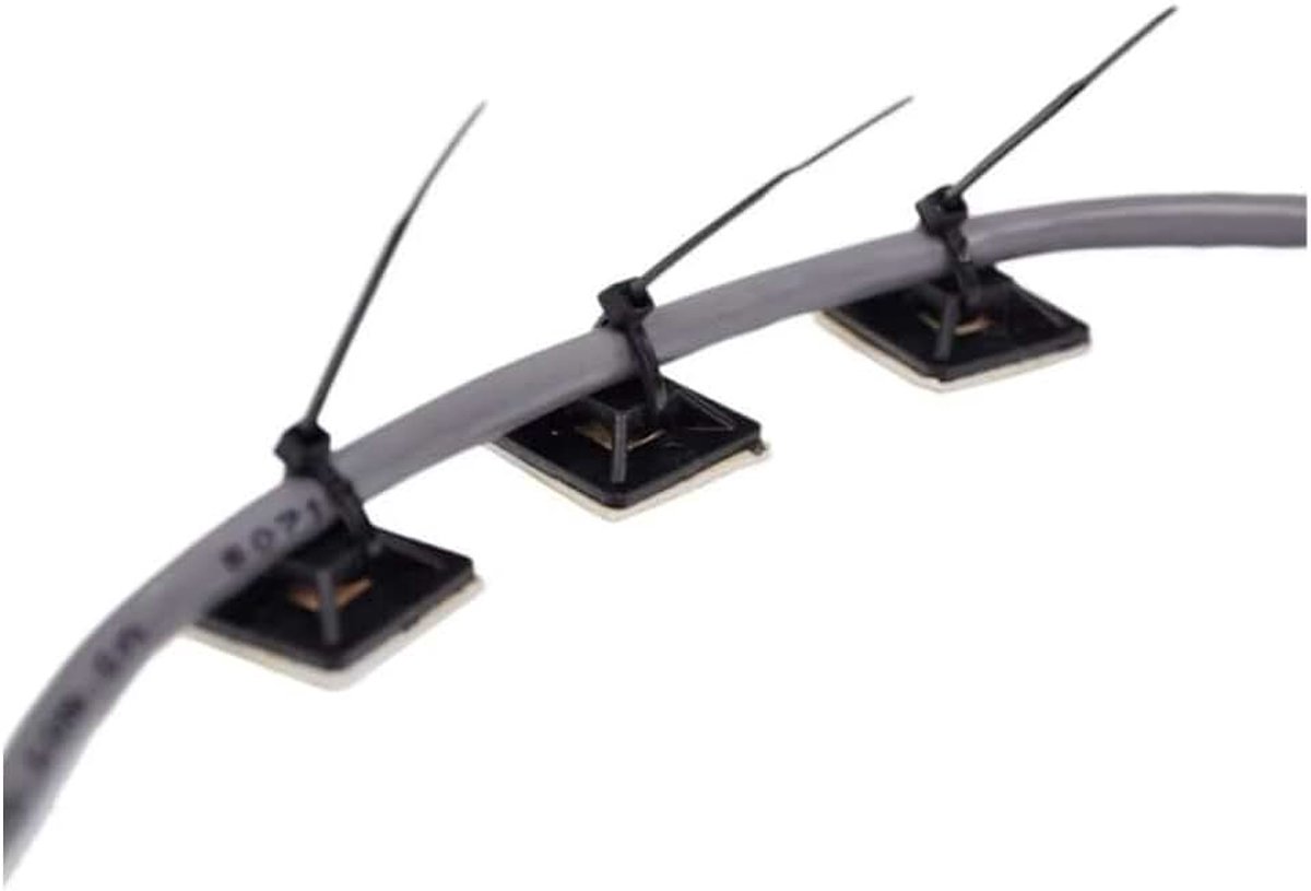 Haakje voor Kabelbinder - Zelfklevende voet voor kabelbinder - 50 Stuks -. Zelfklevende Plakzadels - Ideaal voor Tyraps & Kabelbinders - 2/20CM - Voetstuk - Kabelbinder vastzetten
