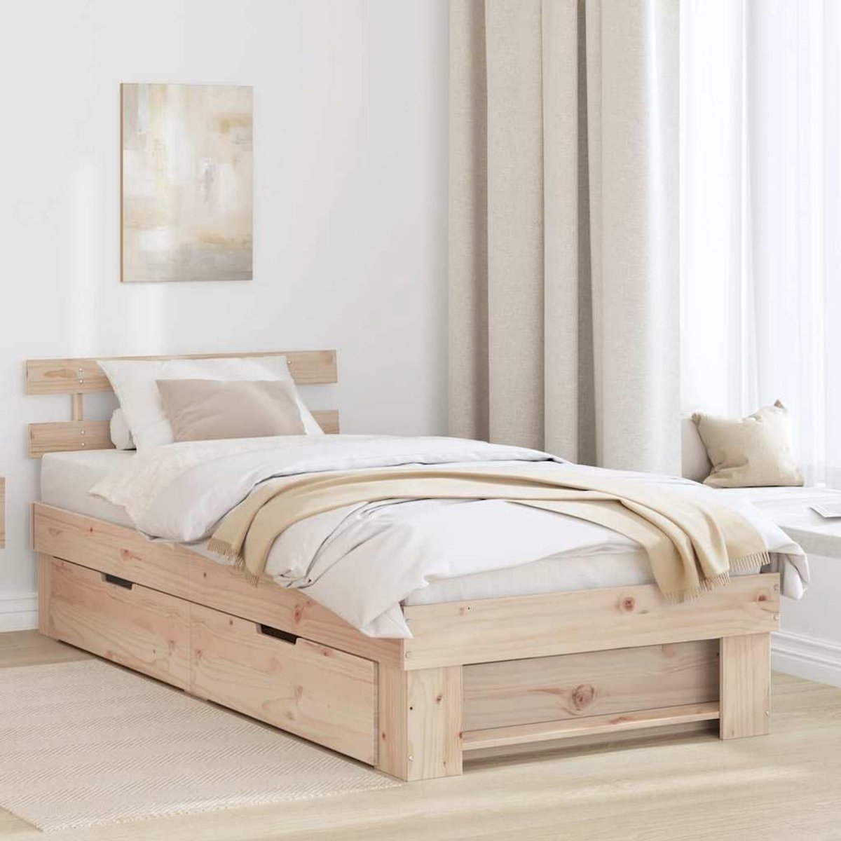 grenenhout minimalistisch design Bruin 80 x 200 cm