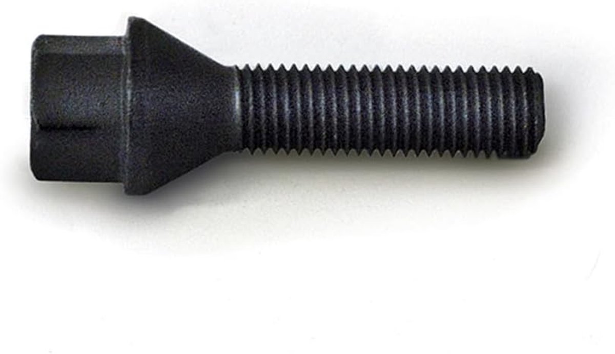 Wielbout konisch M12x1.50 - Lengte 35mm - Zwart