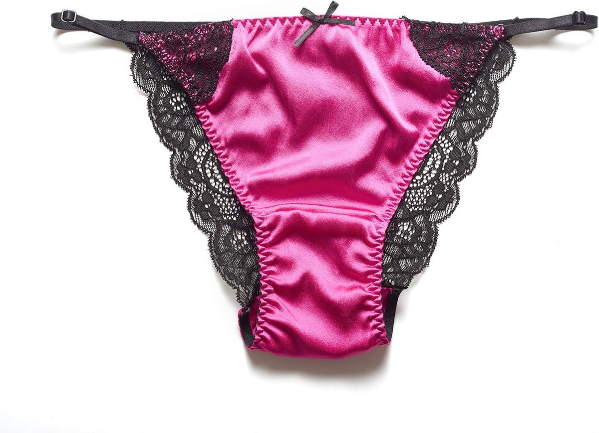 Zijdesatijn sexy kanten ondergoed broekje bikinibroek tanga hipster