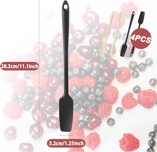 Spatelset (4-delig), verlengde handgreep 28,2 cm, hittebestendig, voor jam en sauzen — afbeelding 2