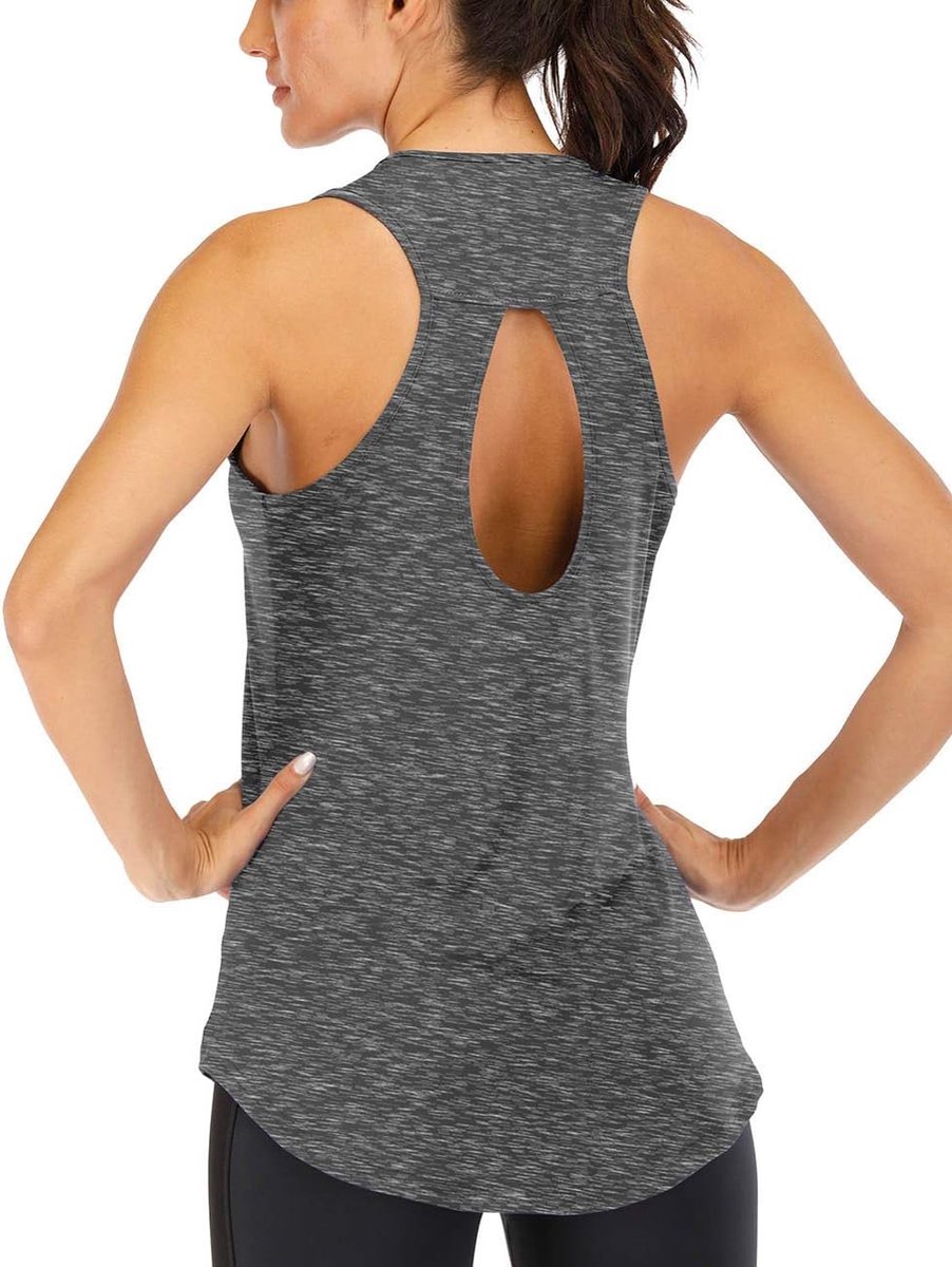 Yoga Top Dames Wijd, Sport Tanktop Rugloos Mouwloos, Spierhemd Sleutelgat Open Rug Fitness