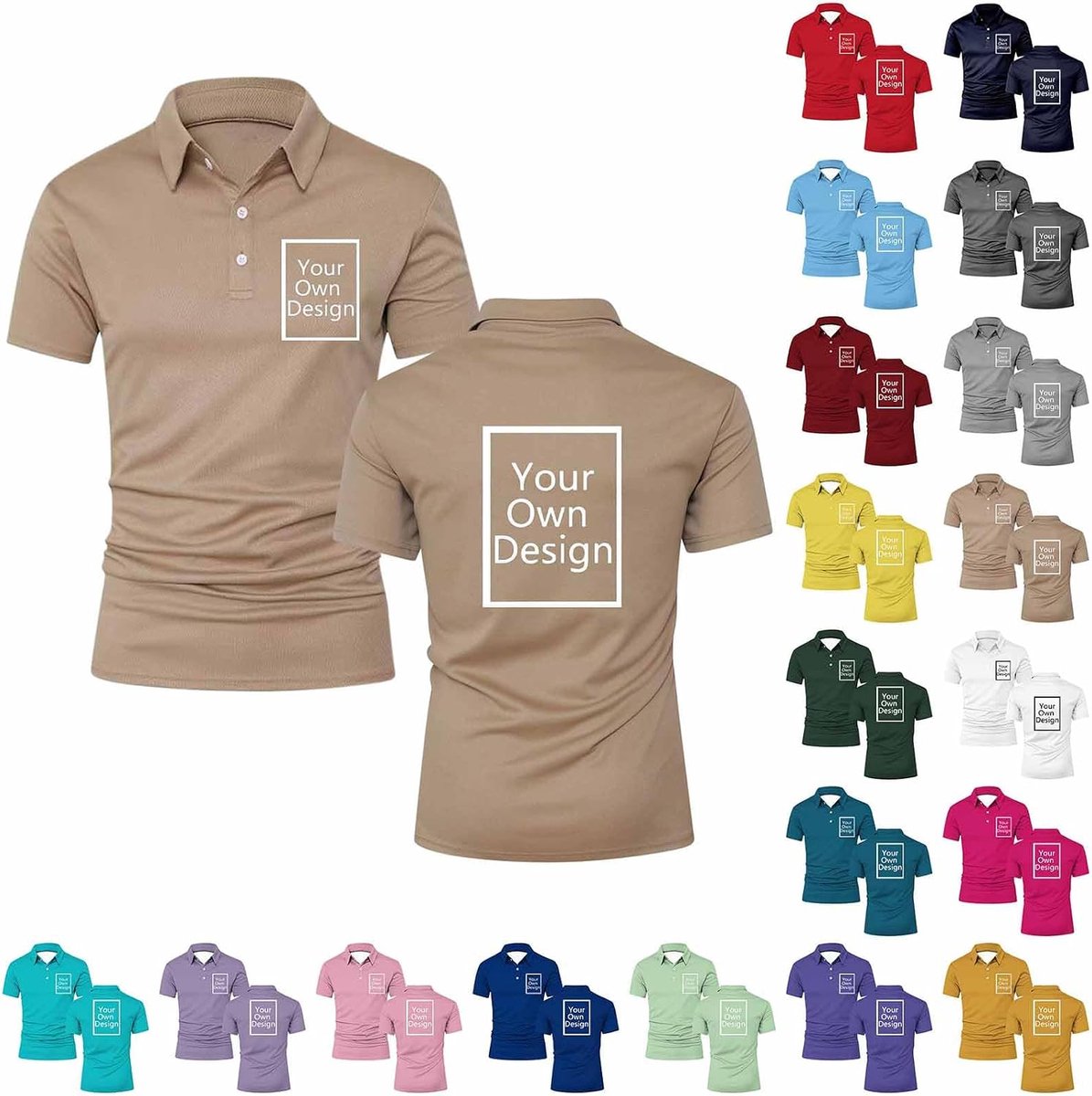 Personalisierte Poloshirt Herren Damen - Polo Shirts Bedrucken Lassen mit Logo/Foto/Text, Tshirt Selbst Gestalten T-Shirt ideal für Uniformen, Firmenevents, Teamausflüge Geschenke Personalisiert S-5XL