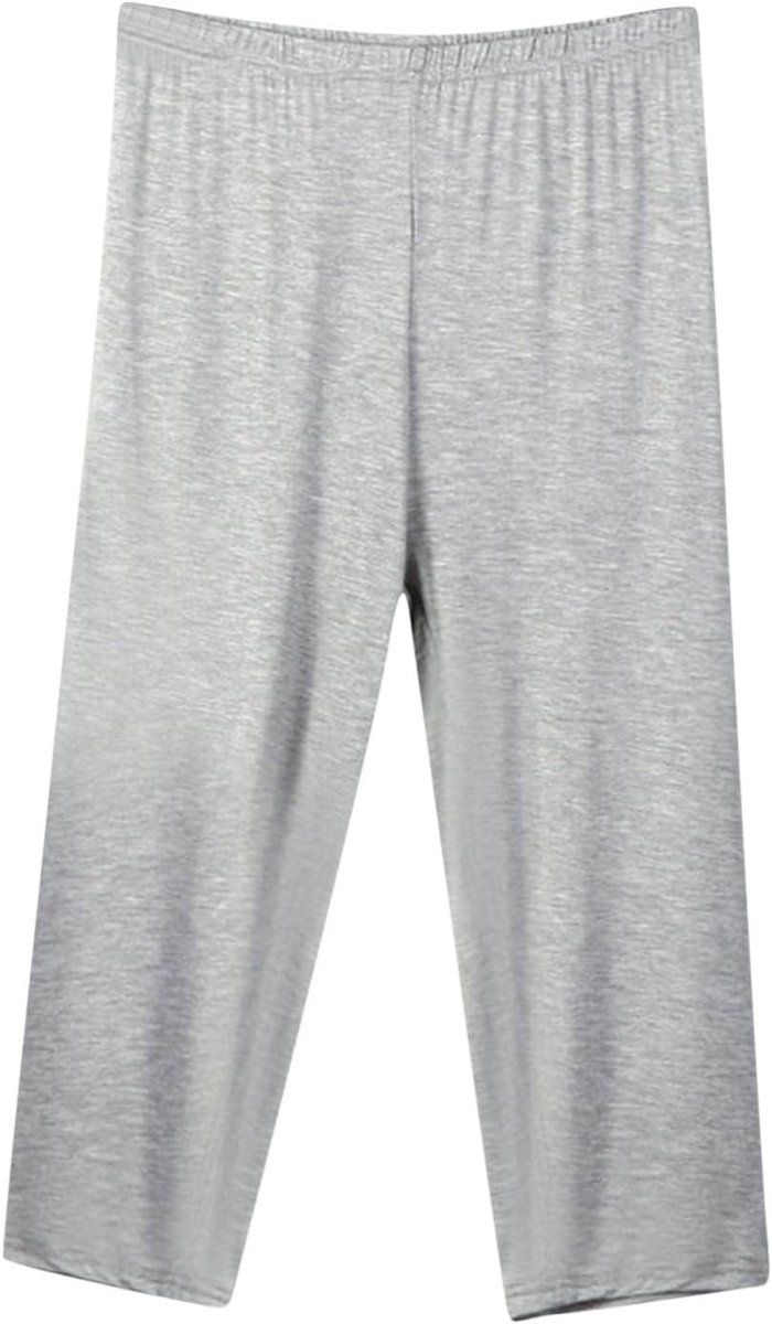 Generisch Schlafhose Damen 3/4 lang Weitem Bein Übergröße Bequem Lässig Hauskleidung Elastische Taille Luftig Stoffhose Sommer Mode Einfarbig Einfache Weiche Schlafhose Loungewear Nachtwäsche