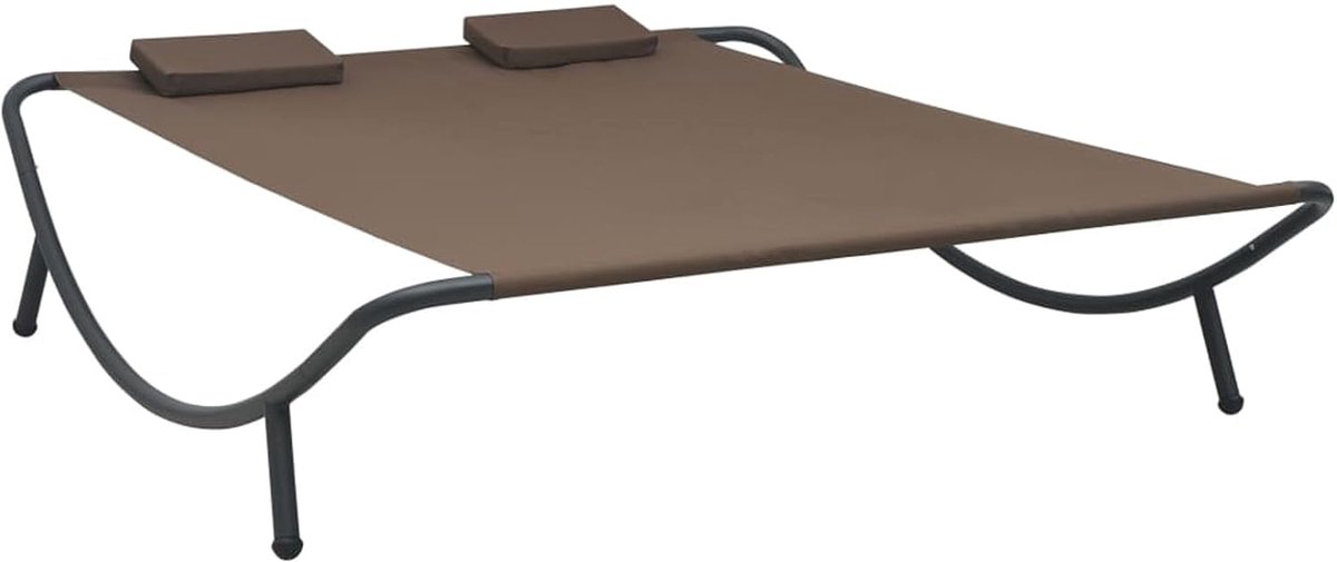 Outdoor Loungebed, zonnebed, zonnebank, tuinbed, 200 x 173 x 45 cm (l x b x h), met 2 kussens, wasbare kussenslopen, stof (100% polyester), staal