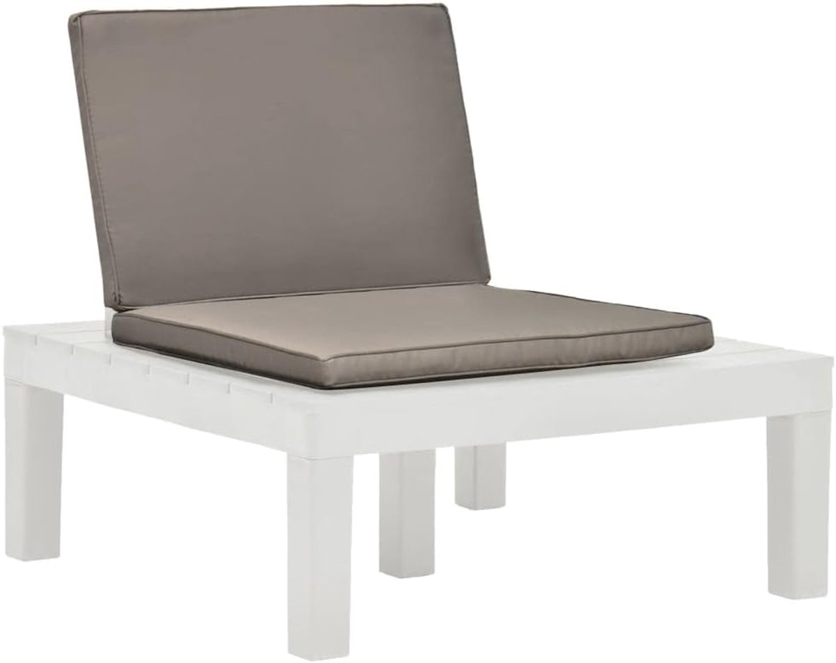 Tuinstoel met zitkussen van duurzaam kunststof in wit, comfortabele outdoor stoel met dik gevoerde kussens voor terras en tuin, weerbestendig