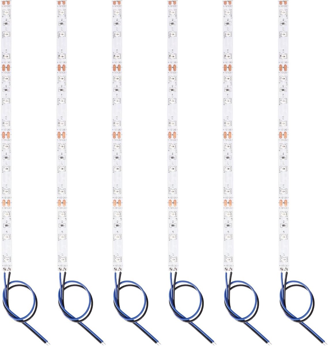6 Stuks 200mm 12V - 18V Voorbedrade Strip, 2835 SMD LED Modelspoor LED-verlichting, LED-lamp Zelfklevend Flexibel, Blauw