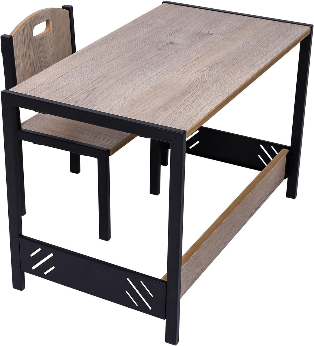 – Activiteiten tafel – Kindertafel en stoeltjes – Kinderbureau – Montessori -Kinderkamer Meubels (Eiken Grijs)