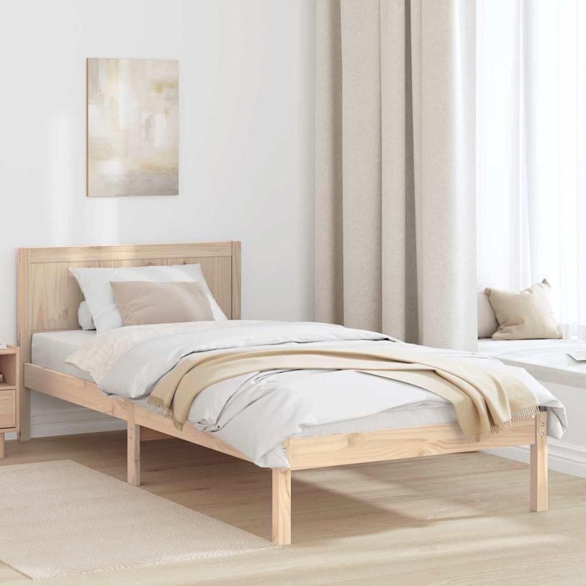 Grenenhout minimalistisch hoofdbord 80x200 cm Naturel