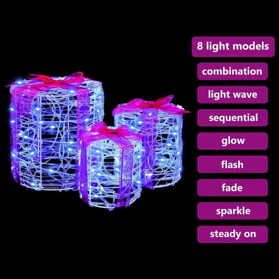 Dozen, blauw, 20 x 20 x 21 cm, acryl lichtdecoratie met led-USB-aansluiting — afbeelding 5