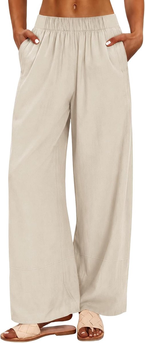 Linnen broek Womens katoen wijde pijpen broek zomer casual broek