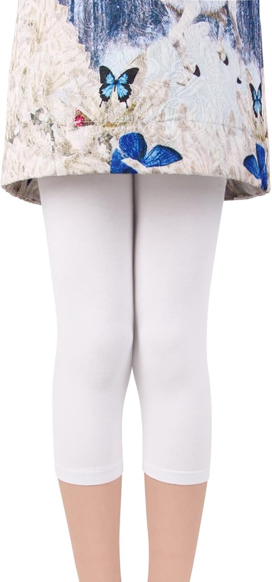 2723 Driekwartlegging voor meisjes, capribroek van katoen, schoolkleding, leeftijd 4-18 jaar, Afzonderlijke verpakking wit, 158/164 cm