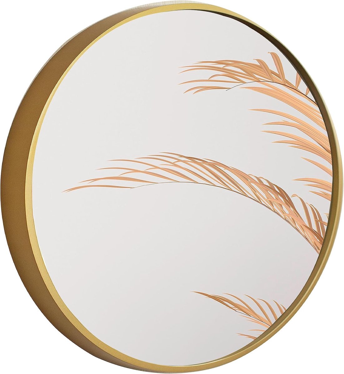 Ronde wandspiegel 60 cm met goudkleurig elegant houten frame