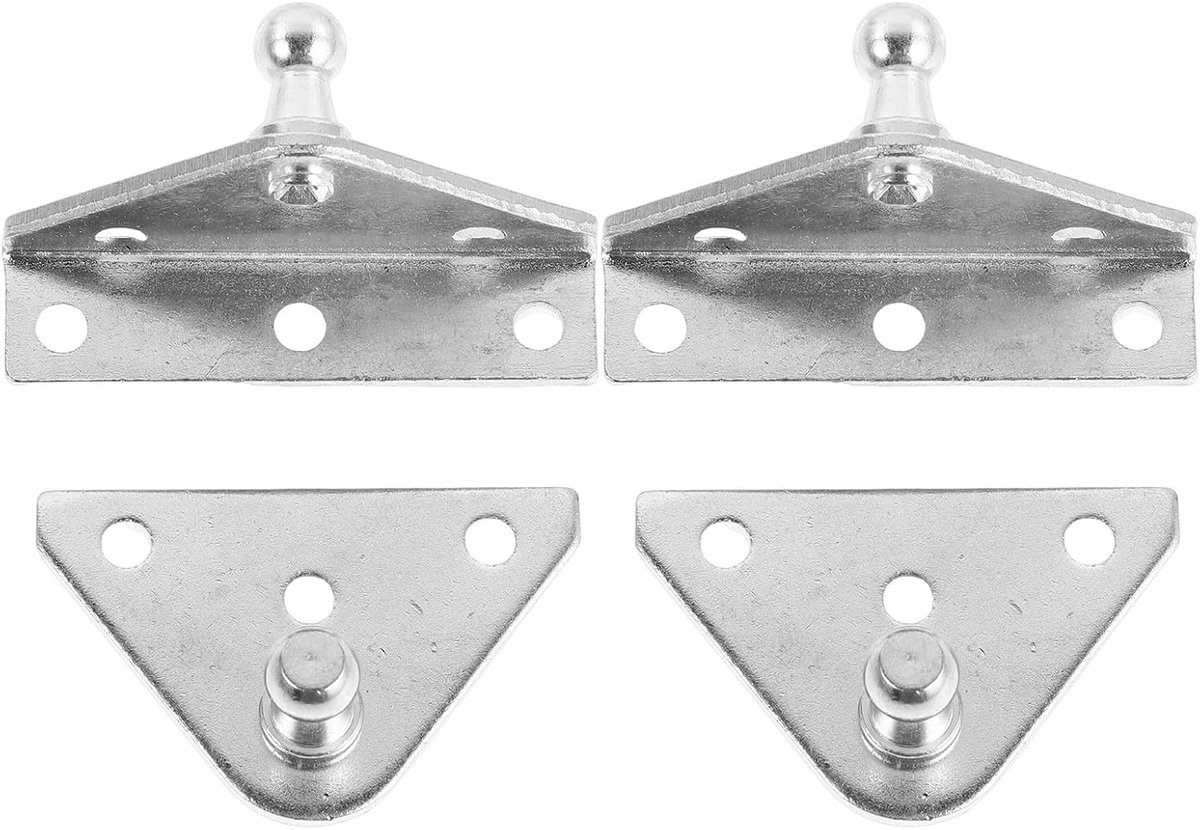 2 sets stalen montagebeugels voor gasveren met 10 mm kogelbout, gasveersteun, reparatiemateriaal voor universeel gebruik in auto's en kasten, zilverkleurig