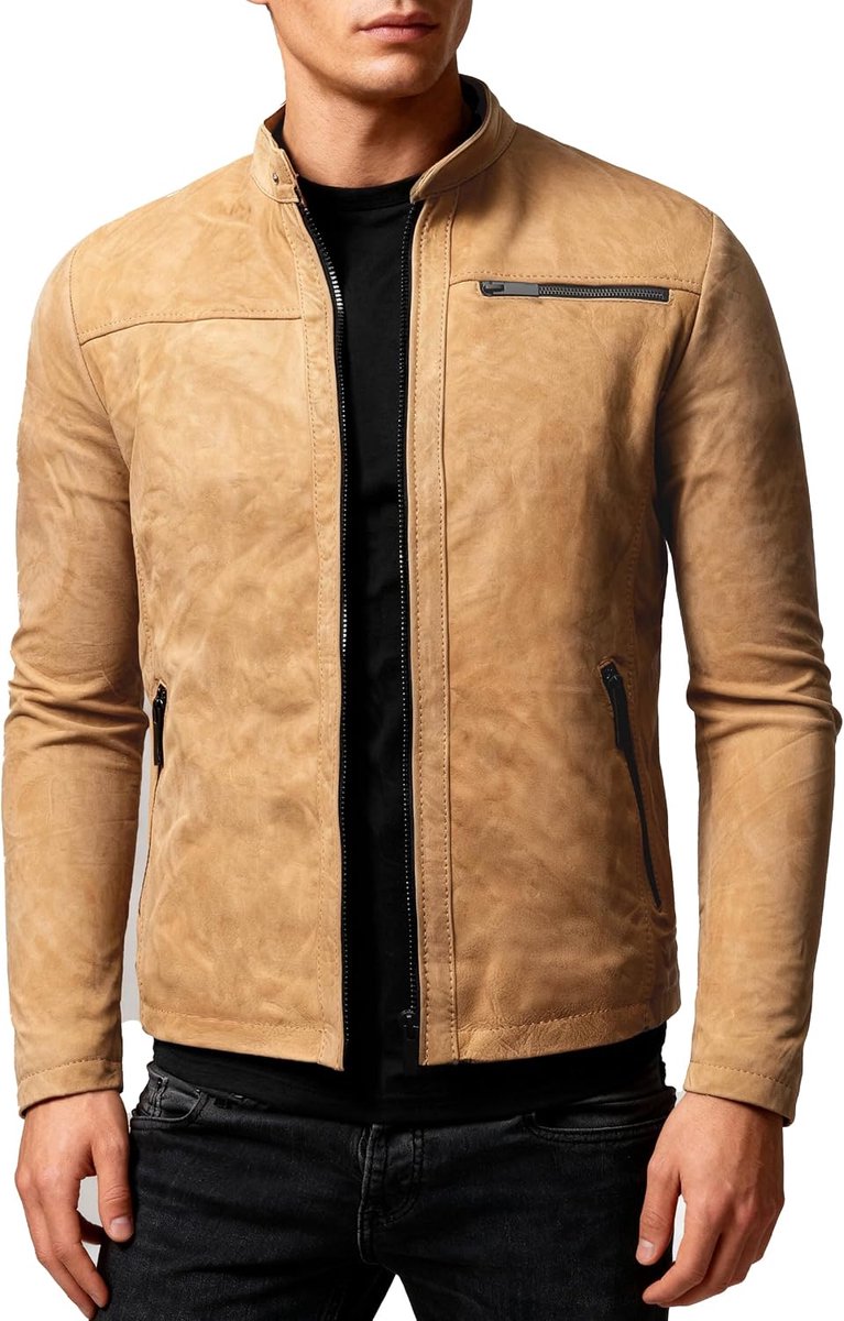 Epic Cleane Basic leren jas voor heren, beschikbaar in vele varianten en kleuren