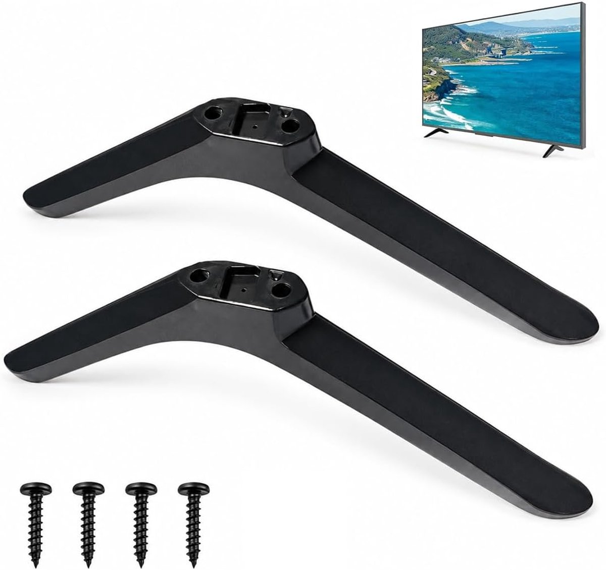 2-delige universele tv-standaard met antislipschroeven en -pads set | ABS TV-standaard compatibel met de meeste 32 inch tv's