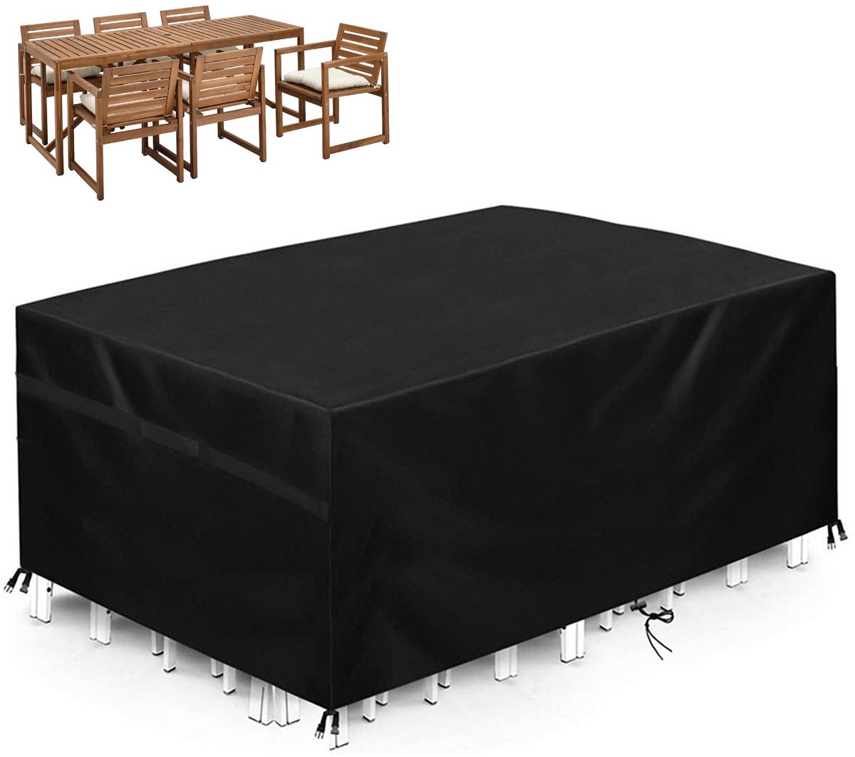 Famanu Afdekking voor tuinmeubelen, waterdicht, 200 x 100 x 75 cm, outdoor, winterbestendige afdekhoes, 420D Oxford, anti-uv tafelzeil, beschermhoes, voor tuintafels, terrasmeubels, stoelen, banken wit
