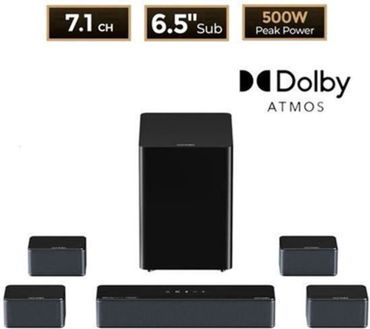 Soundbar – Luidspreker – Home Cinema – Audio Systeem – Surround Set – 7.1 Kanaals Dolby Atmos – Draadloze Subwoofer Met 500W