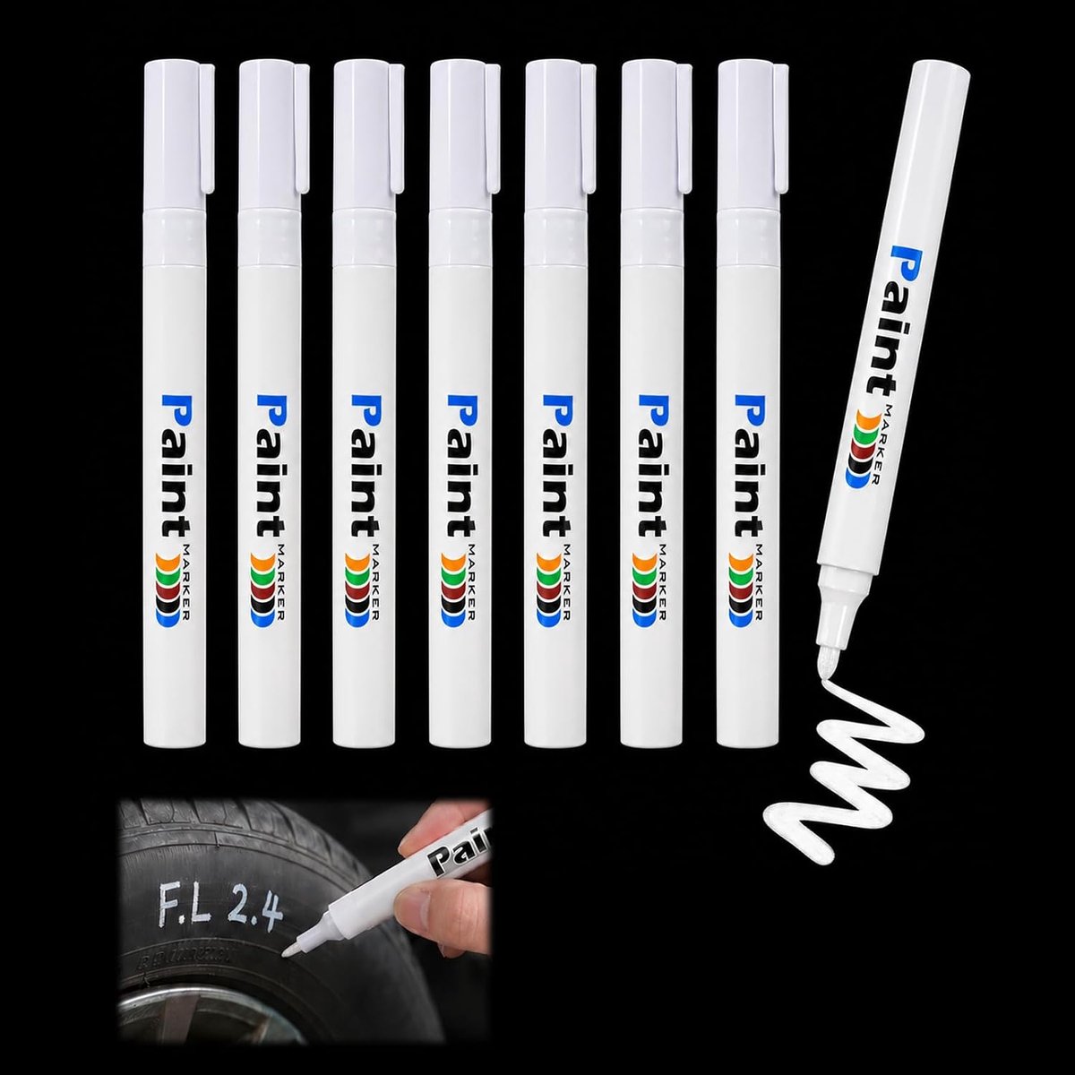 8 stuks 2-3 mm witte verfstift, witte onuitwisbare marker, op oliebasis, permanente acrylviltstift voor metaal, hout, glas, kunststof, knutselen, auto-reparaties, sneldrogend