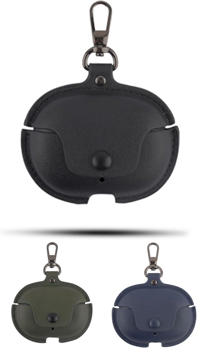 Behuizing voor Shokz OpenFit Pro draadloze oordopjes, Daunke PU-lederen zachte beschermhoes, bevat een karabijnhaak, valbestendig, waterdicht, licht en draagbaar, zwart