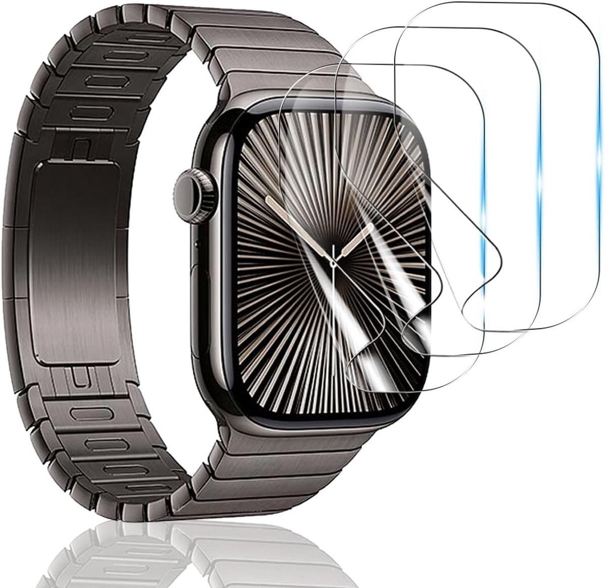 3 stuks displaybeschermfolie voor Apple Watch Series 10 46 mm [Geen gehard glas], volledige afdekking, krasbestendig, luchtbelvrij, HD heldere folie voor Apple Watch Series 10 46 mm