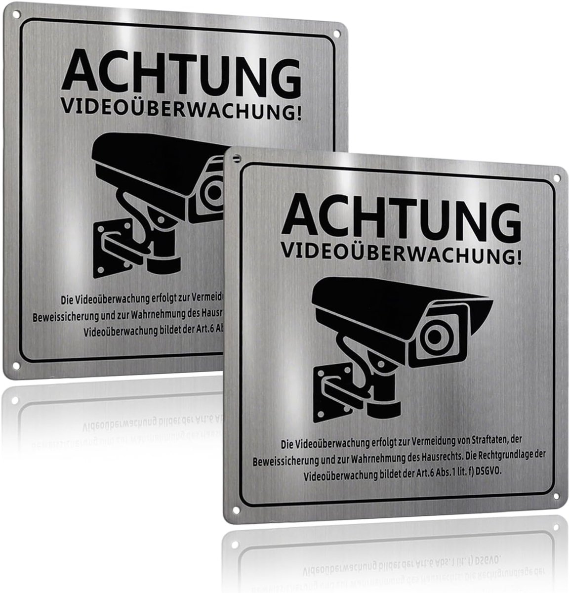Videobewaking bord (2 stuks) - videobewaking bord voor privégrondstuk, aluminium sign met DSGVO-notitie, zelfklevend