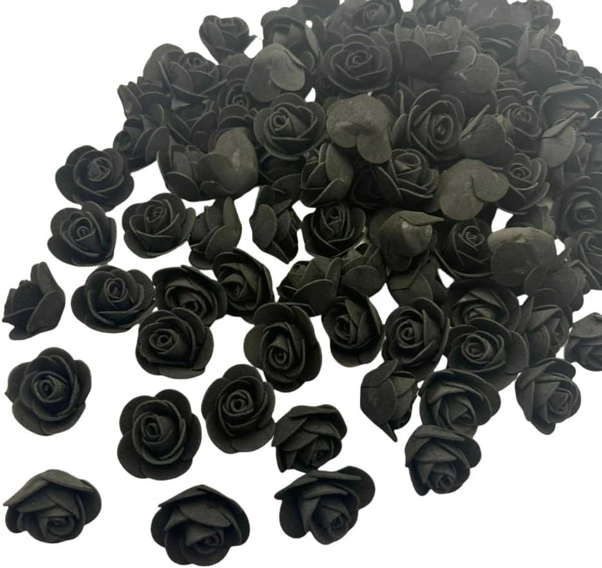120 stuks 3,3 cm mini-schuimrozen, kleine rozen voor ambachten, schuimbloemen bulk, kunstbloemen voor taartdecoratie, bruiloftskrans, scrapbooking decor (120, zwart)